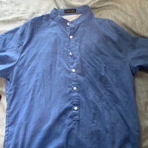 Blue Nearly-Button Down Shirt